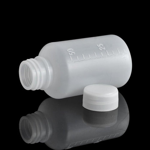 50Pcs 50ml PE Plastic Empty Small Mouth Graduated Lab Chemical Container Reagent Bottle Sample Sealing Liquid Medicine Bottles, Plastic Bottles, S...