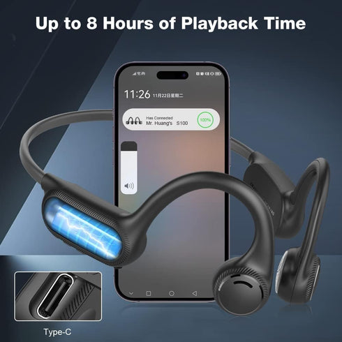 Bone Conduction Headphones,Open-Ear Headphones with Built-in Mic,10H Playtime,Bluetooth 5.2 Waterproof Wireless Headset for Running,cycling, Gym,H...