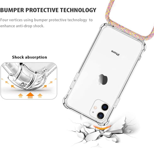 YESPURE for iPhone 11 Case Clear Neck Hanging Adjustable Shoulder Lanyard Crossbody Phone Cover Women Girls Soft TPU Slim Protective Strap Mobile ...