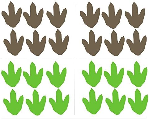 24 Dinosaur Footprint Wall Stickers – Cute Vinyl Decals for Kids Nursery, Boys Bedroom or Baby Room, Removable Dinosaur Art for Playroom or Wall D...