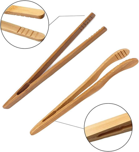 Reusable Classic Bamboo Toast Tongs - Wood Cooking Tong,Ideal for Toaster,Fruits, Bread & Pickles, Kitchen Utensil For Cheese Bacon Muffin Fruits ...
