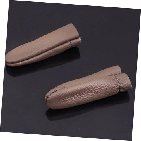 SEWOART 2pcs Finger Protectors Sewing Needles Needle Finger Cots Leather Thimbles for Hand Quilting Thumb Protector Needle Felting Copper Mini Bel...