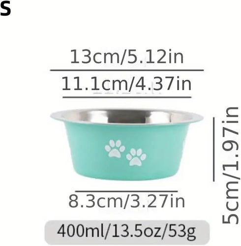 13.5oz Premium Stainless Steel Pet Bowl - Non-Slip, Stainless Steel Metal Dog Bowl, Rubber Base, Perfect for Feeding Dogs & Cat,Dog Bowl (Small, G...