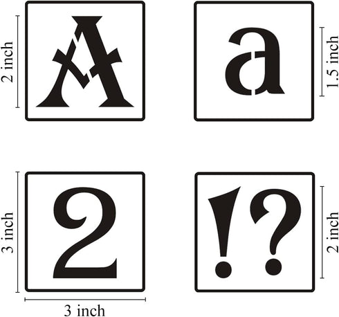 2 Inch Alphabet Letter Stencils for Painting - 70 Pack Letter and Number Stencil Templates with Signs for Painting on Wood, Reusable Alphabet and ...