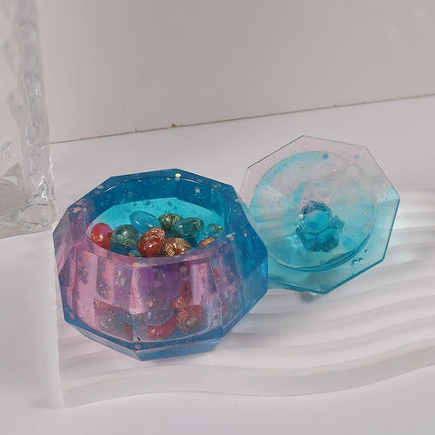 Small Octahedral Storage Box Resin Mold with 1 lid Silicone Molds Epoxy Resin Section Shaped Beads Holder Storage for Jewelry Ornaments Trinket Co...