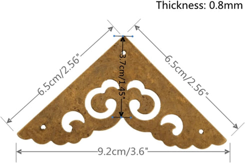 4Pcs 2.5" Brass Flat Corners Bracket for Box Cabinet Decorative Furniture Hardware, Antique Brass...