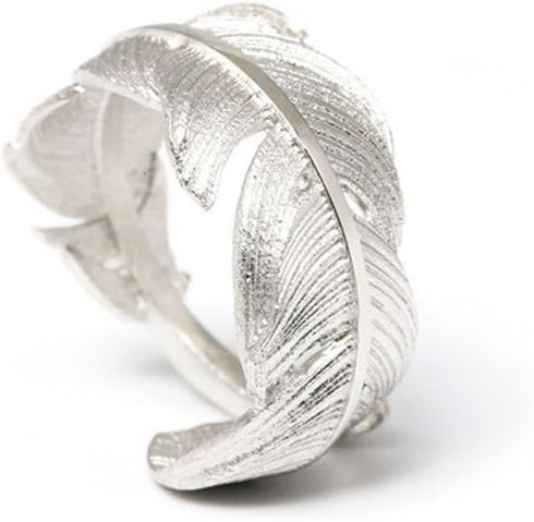 Helen de Lete Simple Style Original Feather From Heaven 925 Sterling Silver Open Ring for Women...