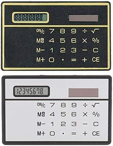8 Digit Silver and Black Ultra Thin Solar Power Calculator with Touch Screen Credit Card Design Portable Mini Calculator for Business School Basic...
