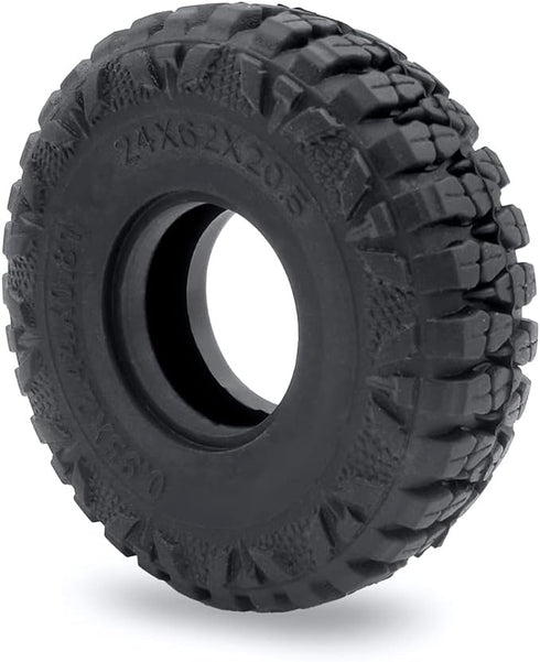 RCLIONS 4PCS Rubber Micro 1" RC Wheel Tires 62mm for 1/24th Axial SCX24 Deadbolt,C10,JLU CRC,Bronco RC Crawler Truck Car (B Style)...