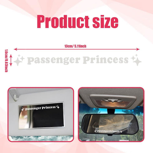 3PCS Passenger Princess Sticker, Passenger Princess Rearview Mirror Decal, Cute Vinyl Stickers Car Mirror Decal for Car Window Rearview Mirror, Fu...