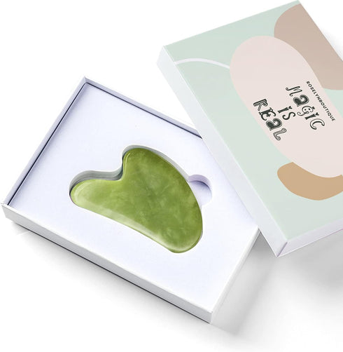 ROSELYNBOUTIQUE Healing Crystal Gua Sha Facial Tools - Guasha Tool for Face Massager Self Care Gifts for Men Women (Jade Green)...