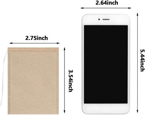 100Pcs Disposable Tea Bags for Loose Leaf Tea, 100% Natural Wood Pulp Paper Material, Empty Unbleached Filter Bags with Drawstring...