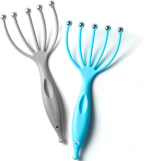 Head Massager, Hand held Scalp Massager for Deep Relaxation & Stress Reduction Dry and Wet Massage in Home SPA Office and Travel (2Pack Gray Blue)...