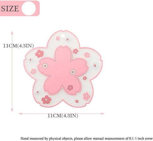 Sakura Coffee Cup Mat Kawaii Coaster 2PCS Cute Cherry Blossom PVC Home Tea Mug Pink Flower Pattern Anti-Skid Pot Bowl Pad Placemat for Desk Drink ...