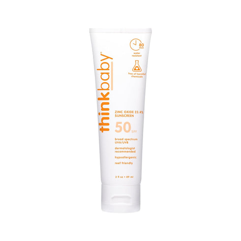 Thinkbaby SPF 50+ Baby Mineral Sunscreen – Safe, Natural Sunblock for Babies - Water Resistant Sun Cream – Broad Spectrum UVA/UVB Sun Protection –...
