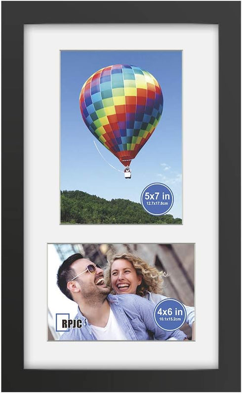 RPJC 8x14 Soild Wood 2 Opening Picture frames with High Definition Glass Display 4x6 and 5x7 with Mat or 8x14 Without Mat for Wall Mounting Hangin...