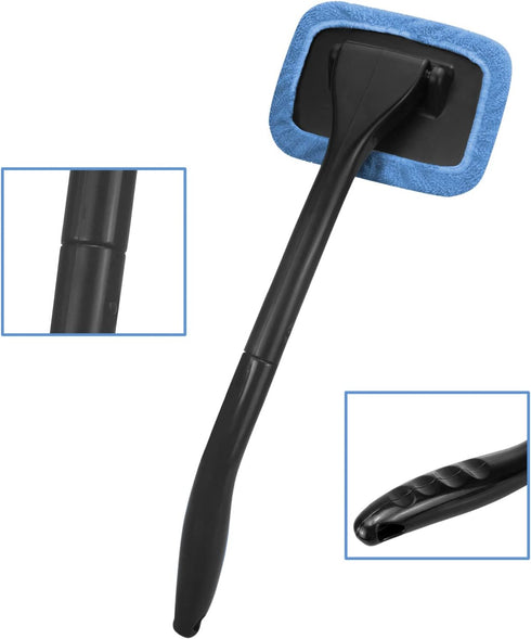 Car Windshield Cleaning Tool, Windshield Cleaner with 4 Washable and Reusable Microfiber Pads and Extendable Handle, for Auto Glass Wiper...