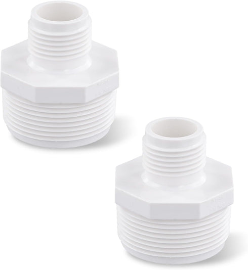 2pcs PVC Garden Hose Adapters, 1.5" NPT Male to 3/4" GHT PVC Male Adapter Sump Pump Hose Adapter PVC Pipe Connection for Swimming Pools Sump Pump ...