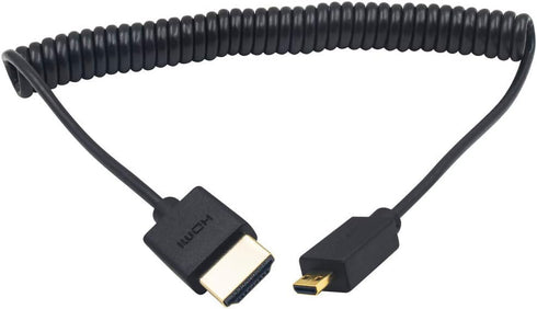 Duttek Extreme Thin Coiled Micro HDMI to HDMI Cable 6FT/1.8M, HDMI to Micro HDMI 2.0 Cable Compatible 4K@60Hz, 1080P, 4K, 3D, and Audio Return Cha...