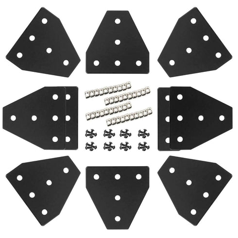 10pcs 2020 Extrusion T Plate Joining Corner Bracket Connector T Slot Hardware 8020 V Slot Aluminum Extrusion Accessories with T Nuts and Screws fo...