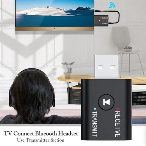 Bluetooth 5.0 2 in1 Transmitter Receiver Converter Car Wireless Audio Adapter USB 3.5mm Aux for TV, Home Stereo, Car Stereo, Headphones, Speakers,...