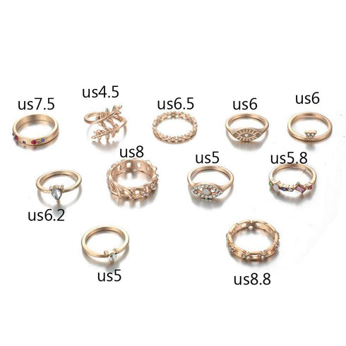 Missgrace Stackable Dainty Gold Color Boho Rhinestones Rings Set Festival Bohemian Rings Set Beach and Vacation Summer Jewelry Knuckle Rings Triba...