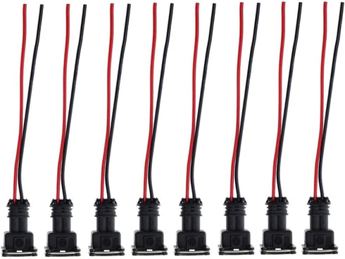 Fuel Injector Connector EV1 OBD1 Plug Wire Harness Pigtail Wiring Loom Clip Cut & Splice 2-Wire Female - 8pcs...