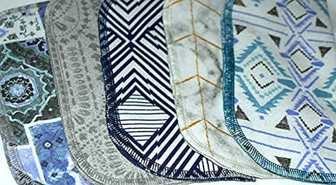 1 Ply Moroccan Tile Flannel Washable Kids Lunchbox Napkins 8x8 inches 5 Pack - Little Wipes (R) Flannel- Proudly Made in the USA!...