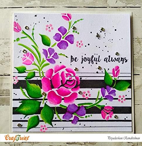 CrafTreat Rose Stencils for Painting on Wood, Canvas, Paper, Fabric and Wall - Bouquet of Roses - Size: A4 (8.3 x 11.7 Inch) - Reusable DIY Art an...