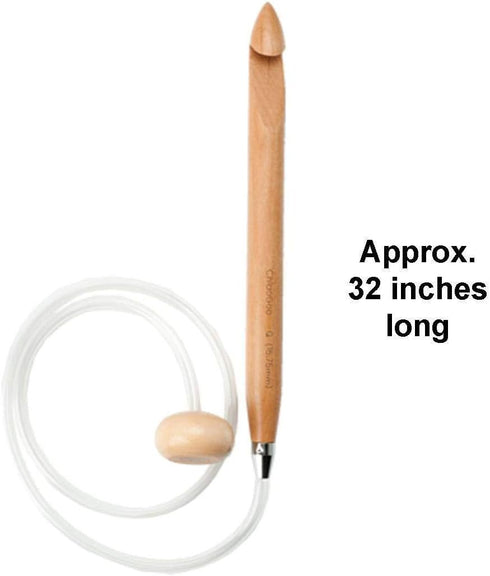 ChiaoGoo Knitting Needles Flexible Crochet Hook 32 inch (81cm) Bamboo Dark Patina Size US H (5mm) 5132-H with Stitch Holder...
