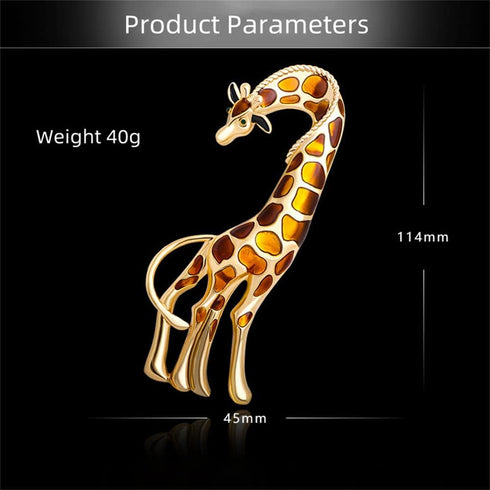 Enamel Giraffe Animal Brooch Pin for Women Girls Men Fashion Rhinestone Gold Tone Exquisite Big Dress Hat Costume Accessories Creative Christmas B...