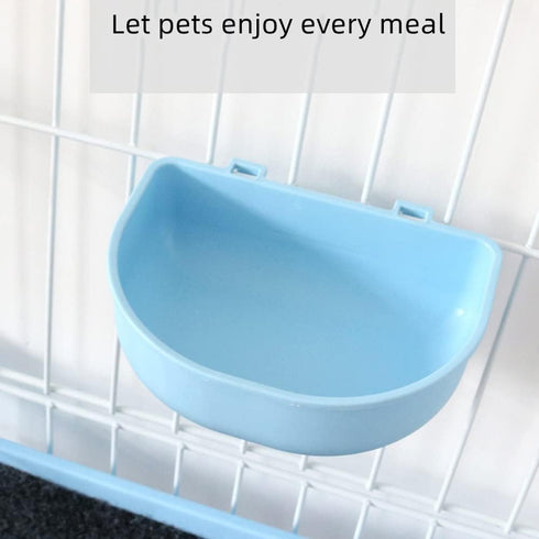 2 PcsRabbit Food Water Bowl, Guinea Pig Plastic Food Basin Dish, Chinchilla Hanging Portable Feeding Bowl (Pink and Blue)...