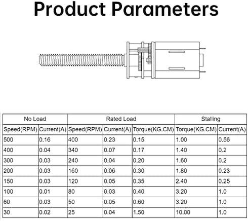 DC 6V Gear Motor High Electric with Long M355MM Screw Thread Output Shaft 30/60/100/150/200/300/400/500RPM (6V 30RMP)...