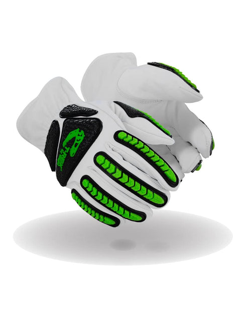 MAGID T-REX Rebel Series TRX814 Goatskin para-Aramid Lined Driver Impact Glove – Cut Level A6-9/L (1 PR), White...