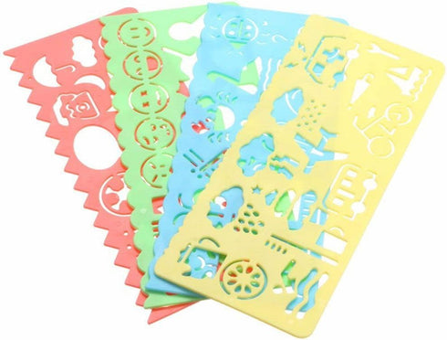 4pcs Plastic Drawing Stencils Set Plastic Ruler Animals Painting Templates Colorful Drawing Scale Template DIY Crafts Set for Art and Craft Projec...