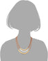 COOLSTEELANDBEYOND Three-Row Brown Leather Choker Collar Statement Necklace with Gold Grey Silver Textured Metal Charms...