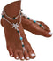 Turquoise Barefoot Sandals Starfish Beaded Ankle Chain Layered Pearl Toe Ring Foot Chain for Women(2PCS)...