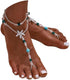 Turquoise Barefoot Sandals Starfish Beaded Ankle Chain Layered Pearl Toe Ring Foot Chain for Women(2PCS)...