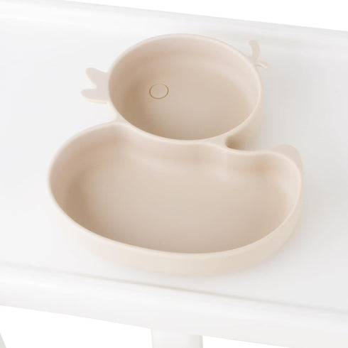 Baby Suction Plate, Silicone Toddler Plate for Kids Baby Weaning Plate Strong Suction Divided Dish with Fork Spoon...