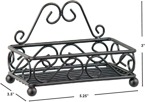 Decorative Sponge Holder for Kitchen Sink by Home Design | Scroll Design in Steel with Bronze Finish | Raised Feet and Raised Back | Caddy Organiz...