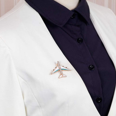 YAZILIND Rhinestone Aircraft Airplane Brooch Pins Women Breastpin Corsage Girls Jewelry Gift...