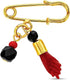 Gold Plated Red Figa Hand Simulated Azabache Evil Eye Protection Baby Pin Brooch - Traditional Figa Hand Black Simulated Azabache Amulet Protectio...