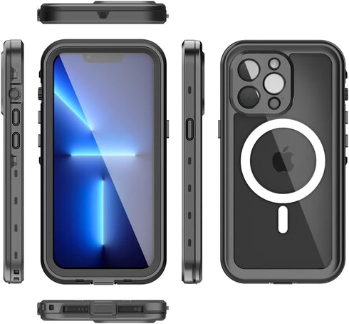 Compatible with Magsafe iPhone 13 Pro Waterproof Case, Built in Screen Protector, Full Body Protective Shockproof Dustproof Magnetic Phone Cases f...