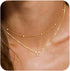 KAERUN Layered Initial Ncklaces for Women 14K Gold Plated Dainty Initial Necklaces Tiny Cute Name Necklaces Personalized Initial Letter A-Z Gold J...