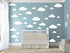 31pcs White Cloud Wall Decals – Mixed Sizes 4-10in Floating Vinyl Stickers for Baby Nursery, Kids Bedroom, Ceiling or Playroom – Removable DIY Hom...