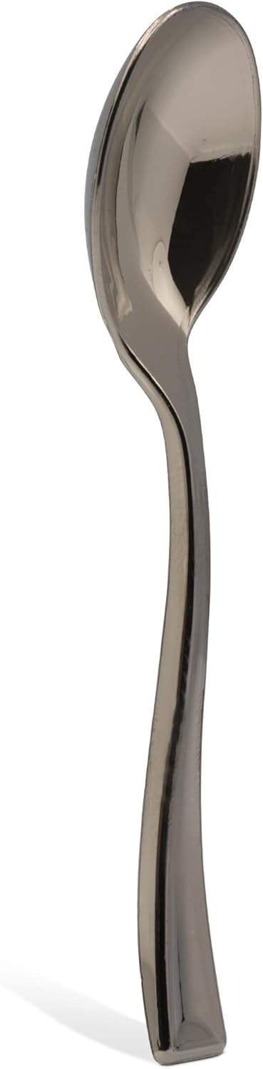 Premium Mini Disposable Silver Plastic Spoons and Forks for Dessert and Appetizers | Small Cocktail Spoon and Fork Serving Set (40 Piece Bundle) |...