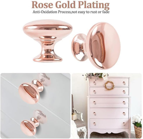 4X Polished Chrome Cabinet Hardware Round Mushroom Knob Drawer Handles 30mm/1.18" for Kitchen Cupboard Furniture Chest Door Dresser Bathroom (Rose...