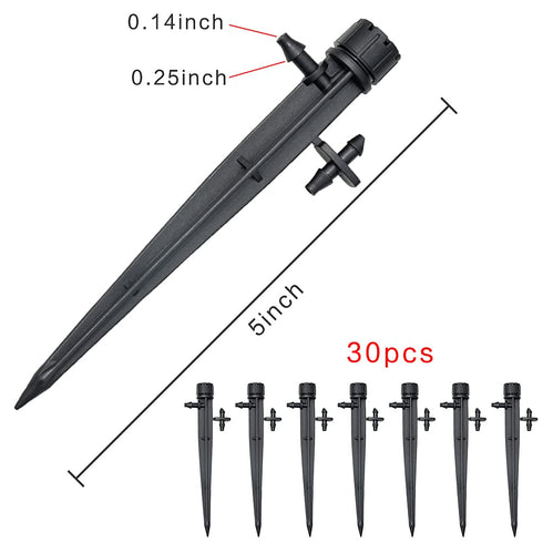 30 PCS drip Irrigation Launcher, 360 Degree Adjustable, with Stakes, Suitable for 1/4 inch drip Irrigation System, Garden, Greenhouse, Lawn, Flowe...