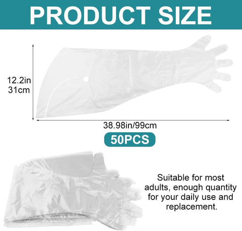 50 PCS Veterinary Gloves,38.98x12.2inch Disposable Dressing Gutting Gloves,Shoulder Length Extra Long Disposable Gloves,Shoulder Length Gloves For...