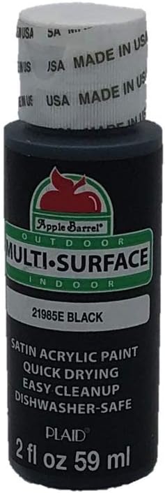 Apple Barrel Satin Acrylic Multi-Surface Paint Set - Black and White (2 Ounces Each)...